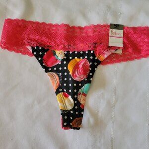 FLIRTITUDE Size 4 XS Thong or Panty Choice Cupcake Polka Dot NWT Cotton